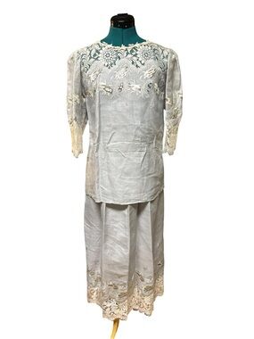 Vintage Cloak of Many Colors Liberty Lucrezia Light Blue  Skirt Set 100% Linen M
